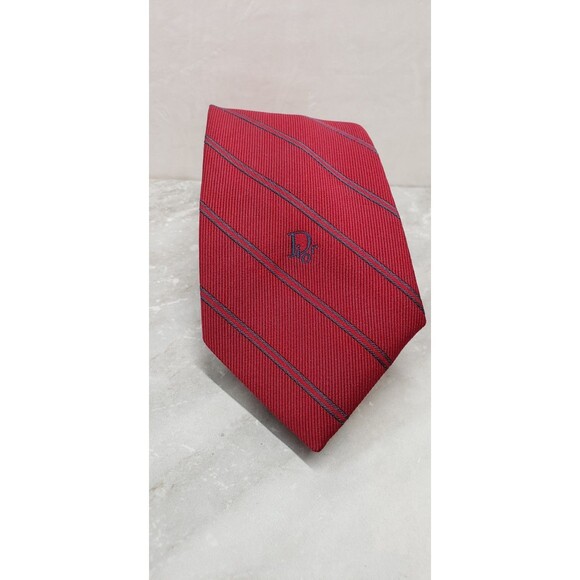 Vintage Christian Dior Monsieur Red Striped Tie – Macy's Men's Store – 70s/80s - Picture 1 of 6